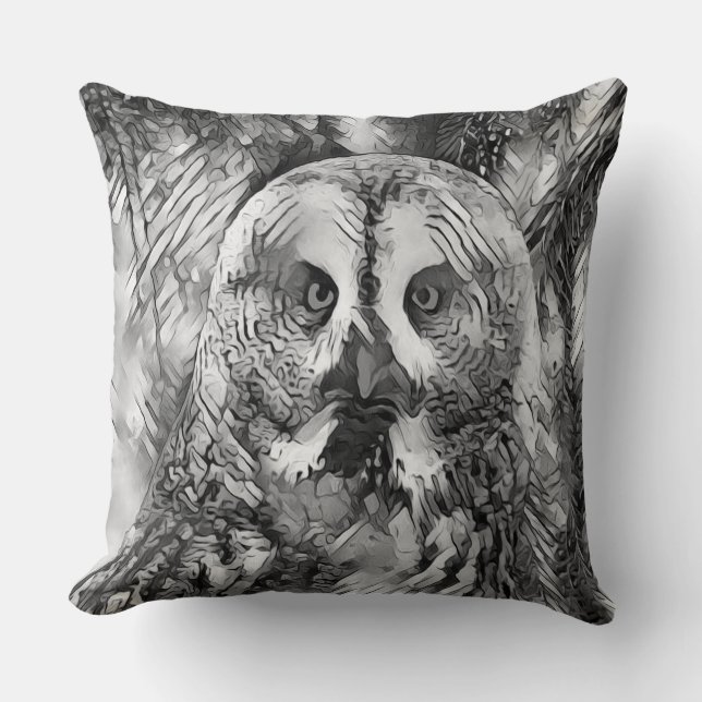 AnimalArtBW_Owl_001 Cushion (Front)