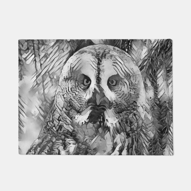 AnimalArtBW_Owl_001 Doormat (Front)