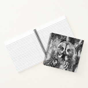 AnimalArtBW_Owl_001 Notebook