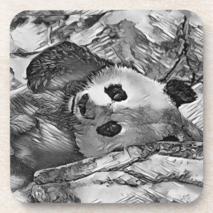 AnimalArtBW_Panda_002 Coaster