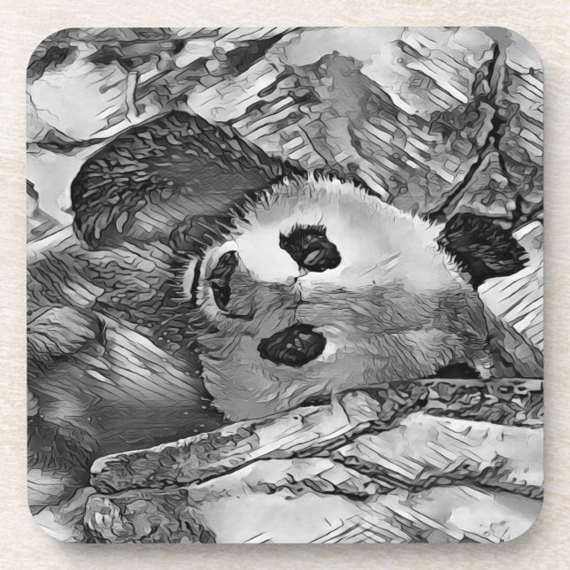 AnimalArtBW_Panda_002 Coaster (Front)