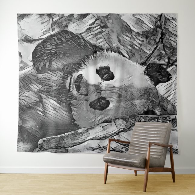 AnimalArtBW_Panda_002 Tapestry (In Situ (Horizontal))