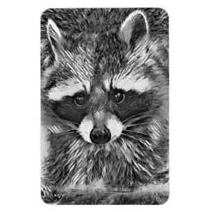 AnimalArtBW_Raccoon_006 Magnet