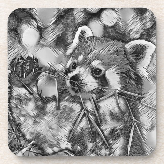 AnimalArtBW_RedPanda_001 Coaster (Front)