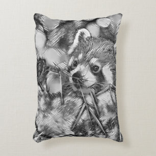 AnimalArtBW_RedPanda_001 Decorative Cushion