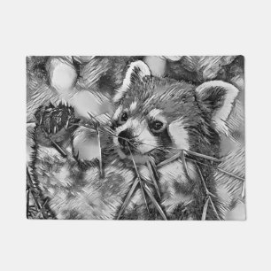 AnimalArtBW_RedPanda_001 Doormat