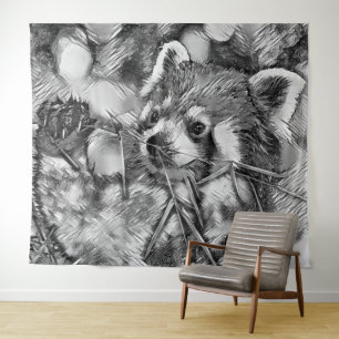 AnimalArtBW_RedPanda_001 Tapestry