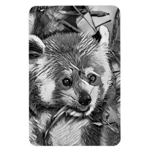 AnimalArtBW_RedPanda_003 Magnet