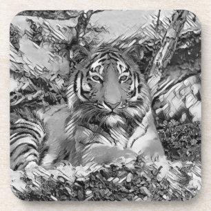 AnimalArtBW_Tiger_001 Coaster