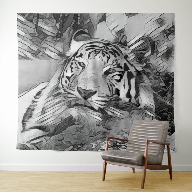 AnimalArtBW_Tiger_002 Tapestry (In Situ (Horizontal))
