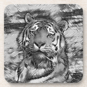 AnimalArtBW_Tiger_004 Coaster