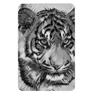 AnimalArtBW_Tiger_009 Magnet