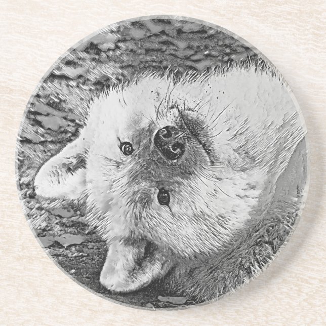 AnimalArtBW_Wolf_011 Coaster (Front)