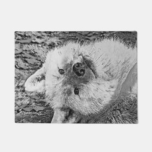 AnimalArtBW_Wolf_011 Doormat
