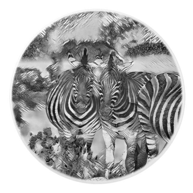 AnimalArtBW_Zebra_012 Ceramic Knob (Front)