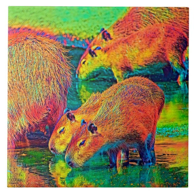 AnimalColor_Capybara_004 Ceramic Tile (Front)