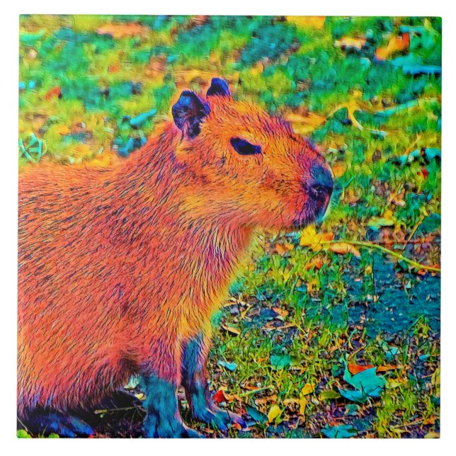 AnimalColor_Capybara_010 Ceramic Tile (Front)
