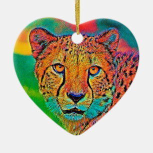 AnimalColor_Cheetah_001 Ceramic Ornament