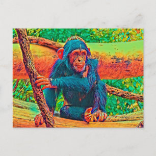 AnimalColor_Chimpanzee_001 Postcard