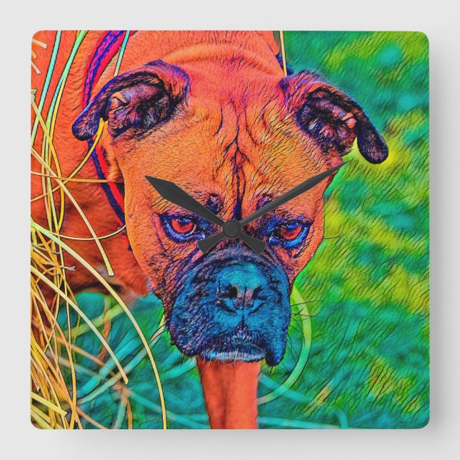 AnimalColor_Dog_027 Square Wall Clock (Front)