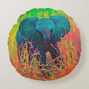 AnimalColor_Elephant_002 Round Cushion