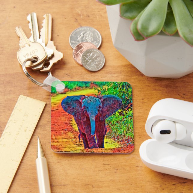 AnimalColor_Elephant_005 Key Ring (Desk)