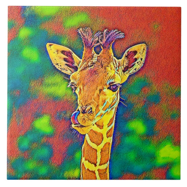 AnimalColor_Giraffe_005_by_JAMColors Ceramic Tile (Front)