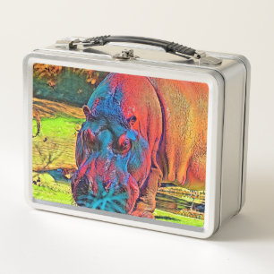 AnimalColor_Hippo_004 Metal Lunch Box
