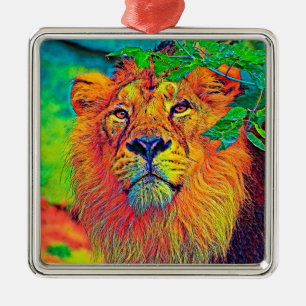 AnimalColor_Lion_001_by_JAMColors Metal Ornament