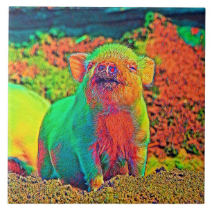 AnimalColor_Pig_005_by_JAMColors Ceramic Tile