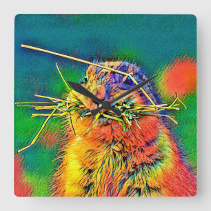 AnimalColor_Prairiedog_004 Square Wall Clock
