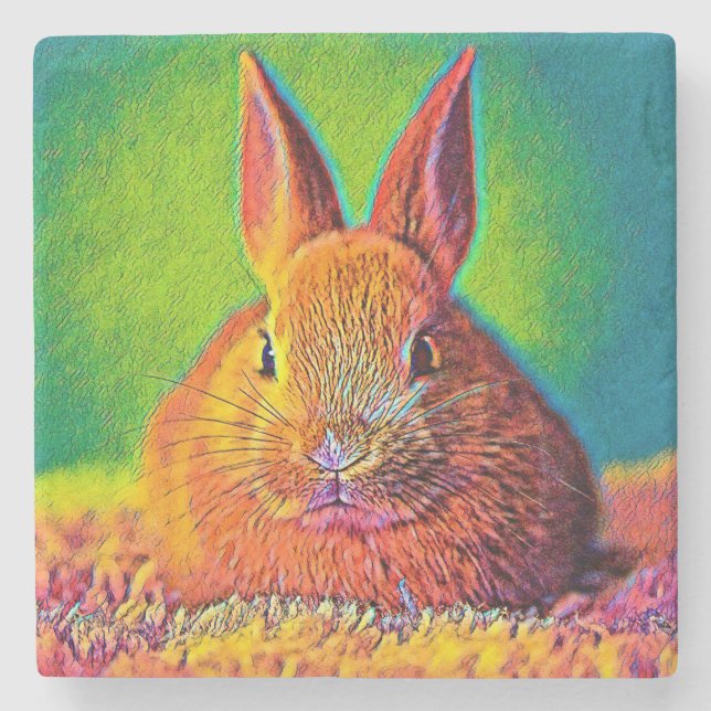 AnimalColor_Rabbit_07 Stone Coaster (Front)