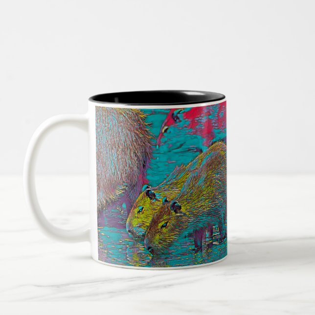AnimalMix_Capybara_005 Two-Tone Coffee Mug (Left)