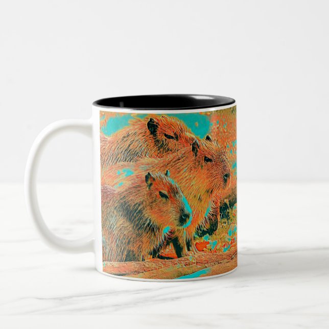 AnimalMix_Capybara_006 Two-Tone Coffee Mug (Left)
