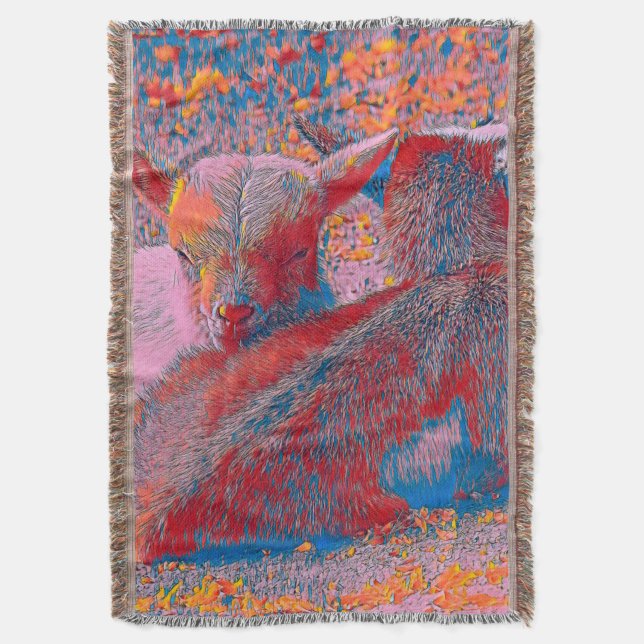 AnimalMix_Goat_003 Throw Blanket (Front Vertical)