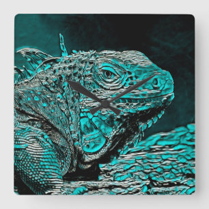 AnimalMix_Iguana_001 Square Wall Clock