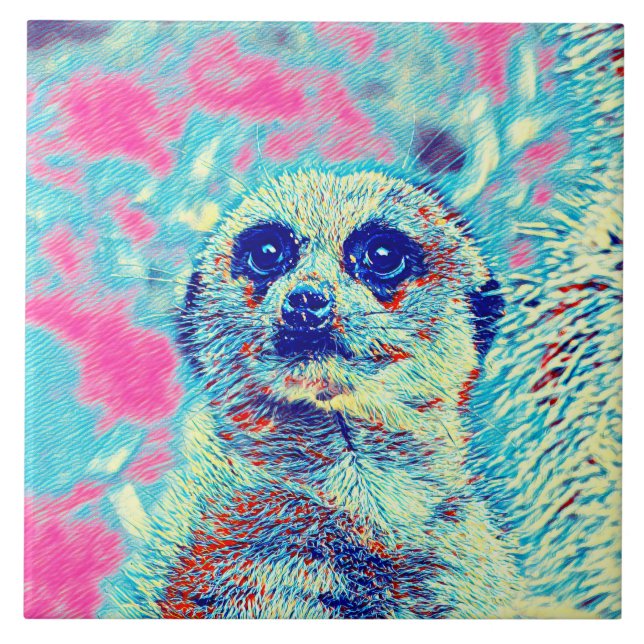 AnimalMix_Meerkat_008 Ceramic Tile (Front)