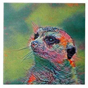 AnimalMix_Meerkat_009 Ceramic Tile