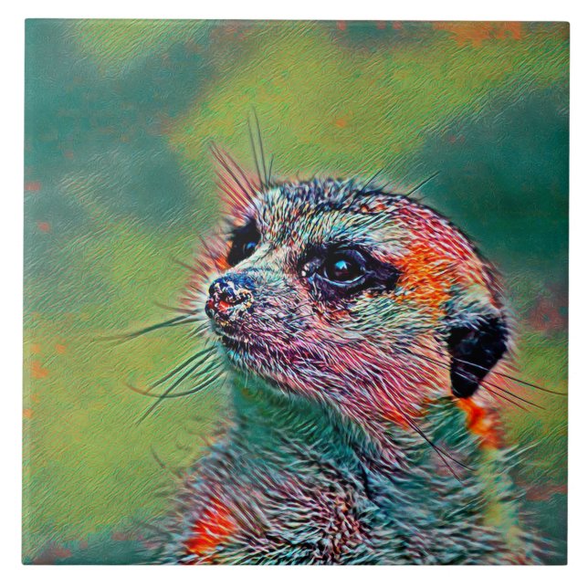 AnimalMix_Meerkat_009 Ceramic Tile (Front)