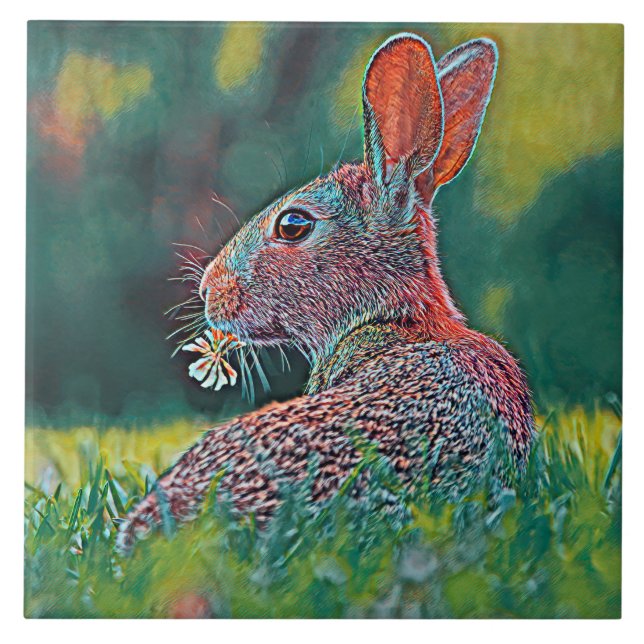 AnimalMix_Rabbit_048 Ceramic Tile (Front)