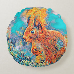 AnimalMix_Squirrel_001_by_JAMColors Round Cushion