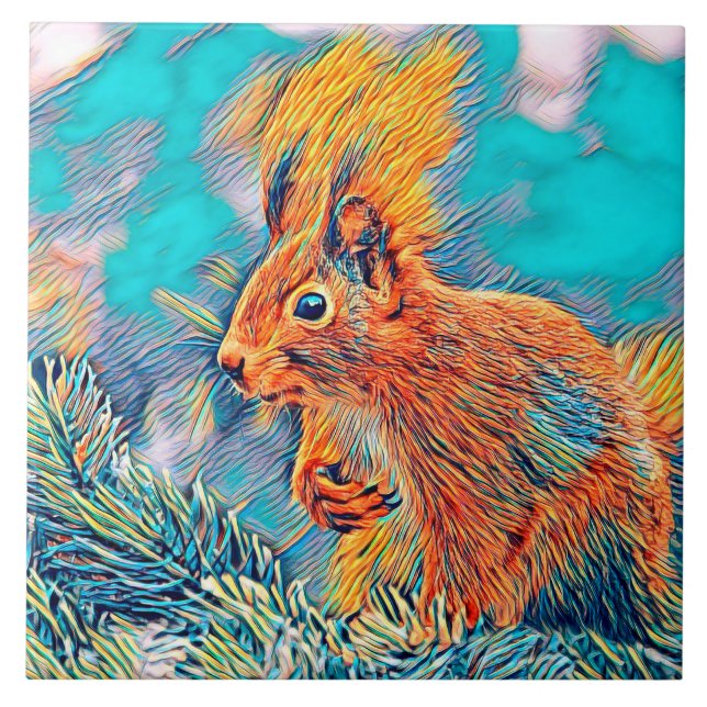 AnimalMix_Squirrel_001 Ceramic Tile (Front)