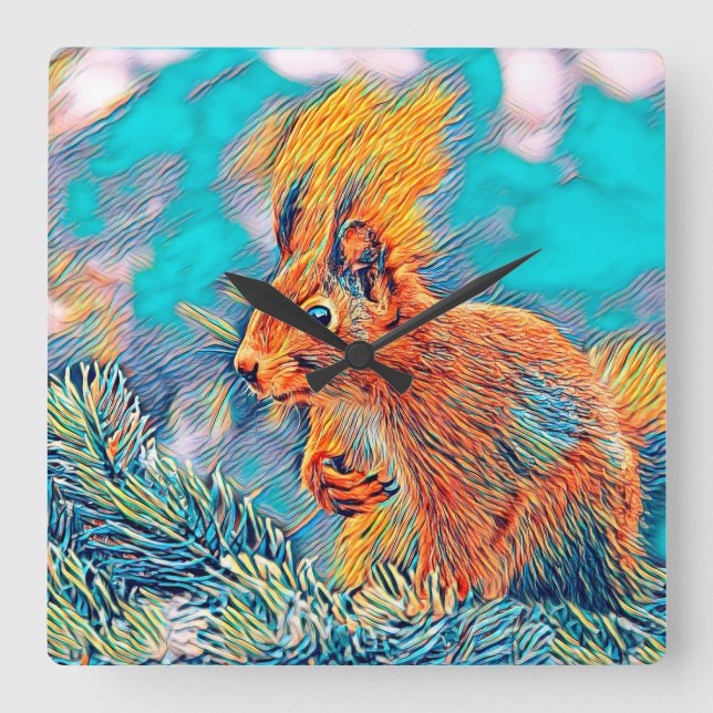 AnimalMix_Squirrel_001 Square Wall Clock (Front)