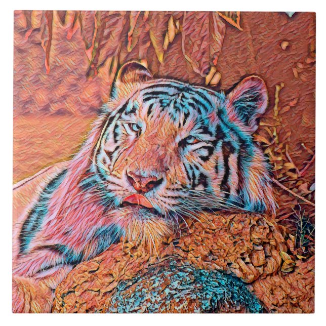 AnimalMix_Tiger_019_by_JAMColors Ceramic Tile (Front)