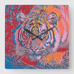 AnimalMix_Tiger_054 Square Wall Clock