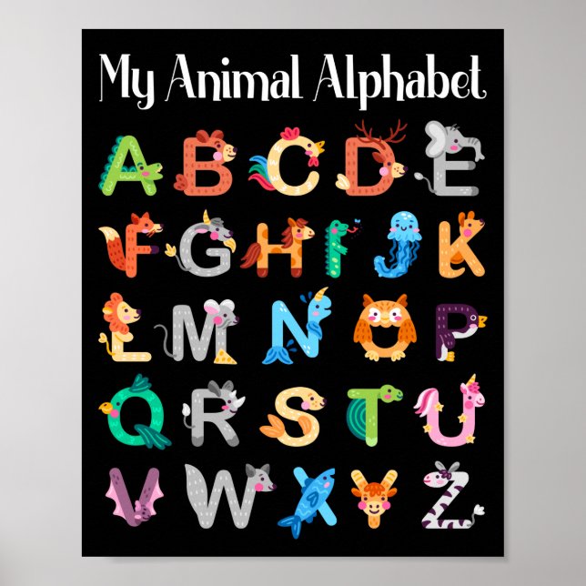 Animals Alphabet Learning ABC Animals Poster (Front)