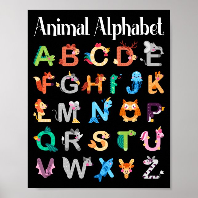 Animals Alphabet Learning ABC Animals Poster (Front)