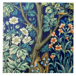 Animals and Flowers, Forest, William Morris Ceramic Tile