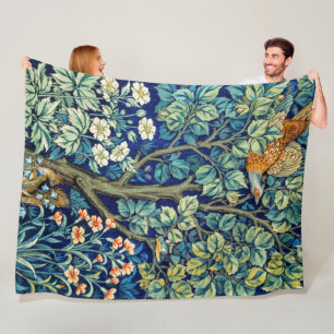 Animals and Flowers, Forest, William Morris Fleece Blanket
