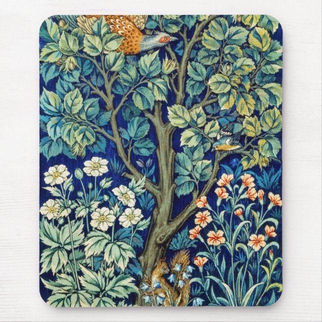 Animals and Flowers, Forest, William Morris Mouse Pad (Front)